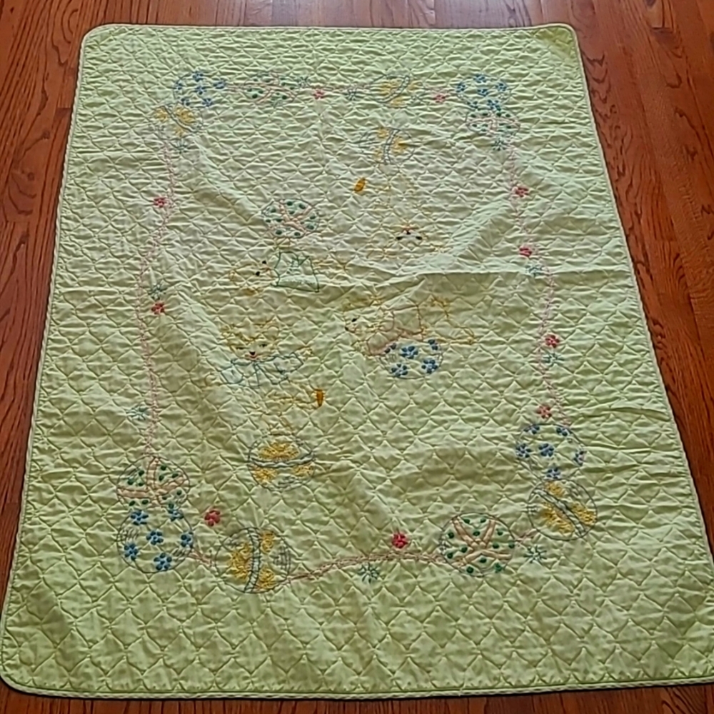 Vintage Hand Embroidery Baby Blanket